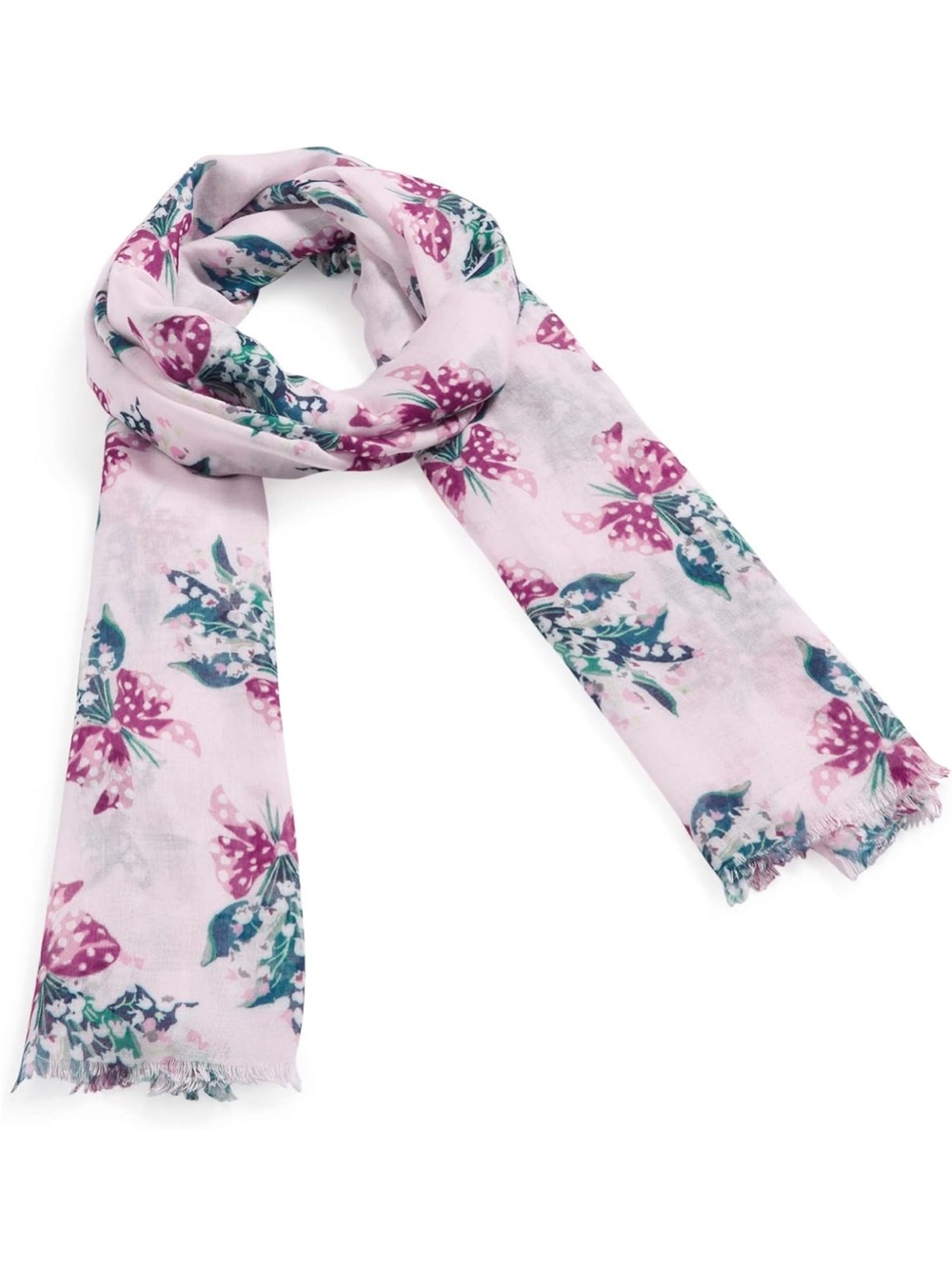 Vera Bradley Pink Floral Print Lightweight Soft Fringe Scarf - NWT